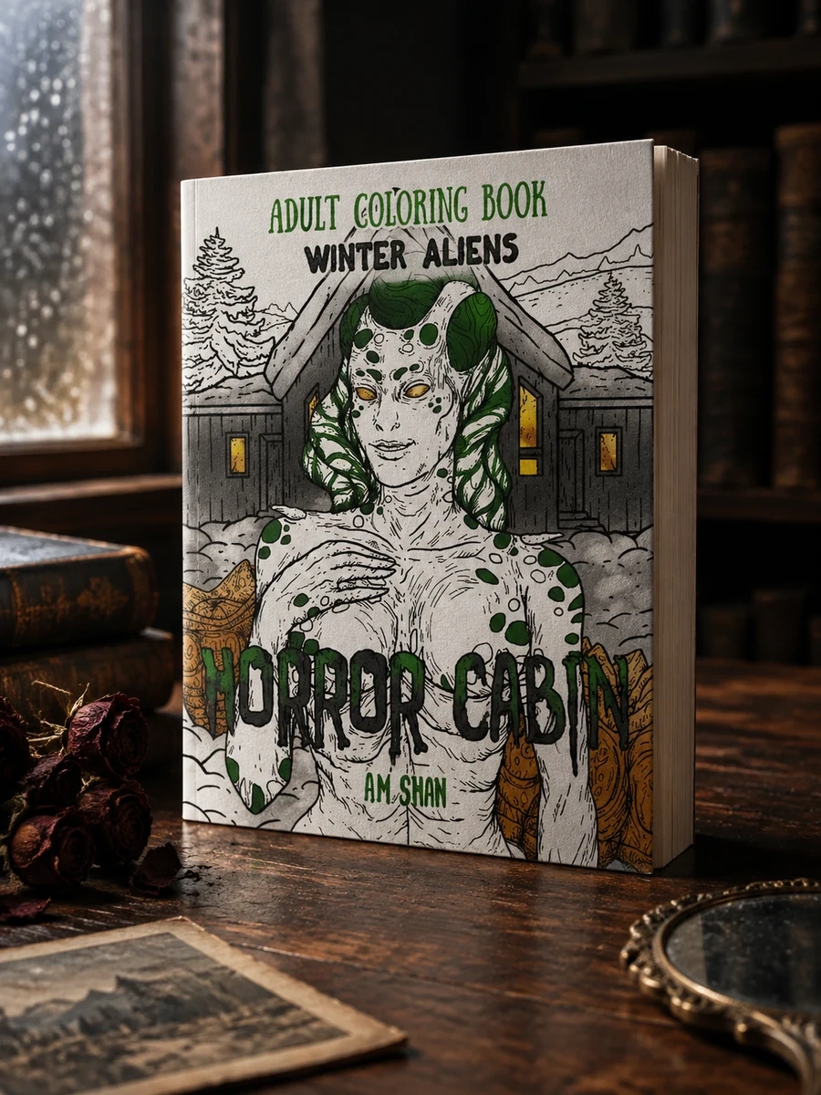 Adult Coloring Book Horror Cabin: Winter Aliens