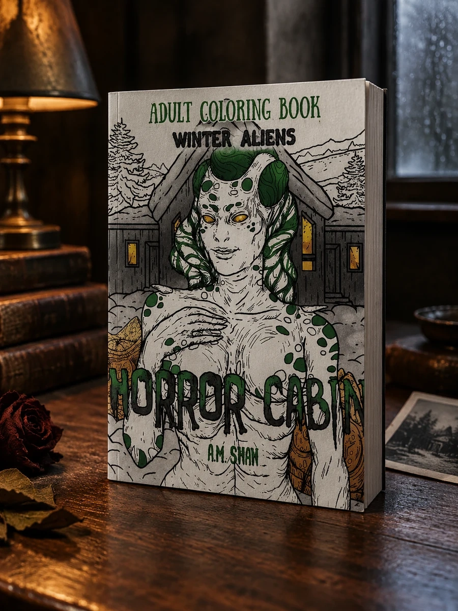 Adult Coloring Book Horror Cabin: Winter Aliens