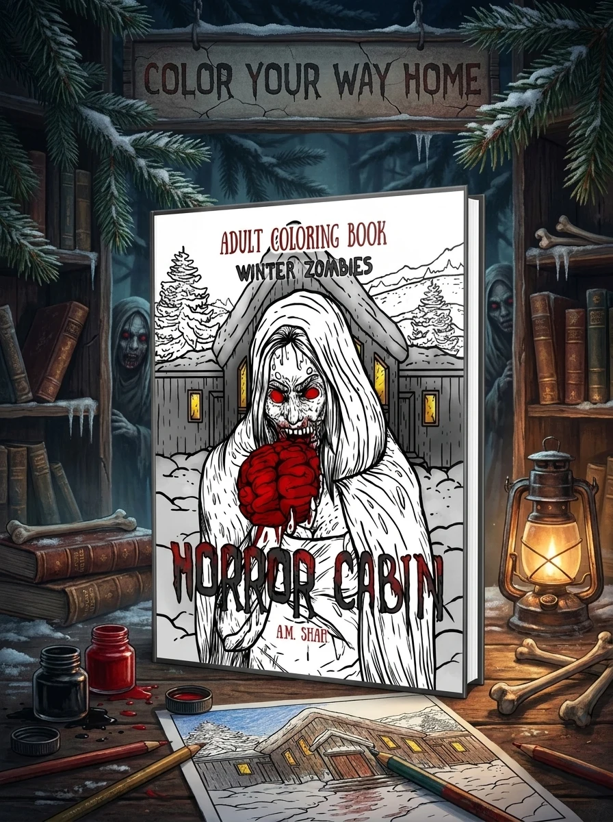 Adult Coloring Book Horror Cabin: Winter Zombies