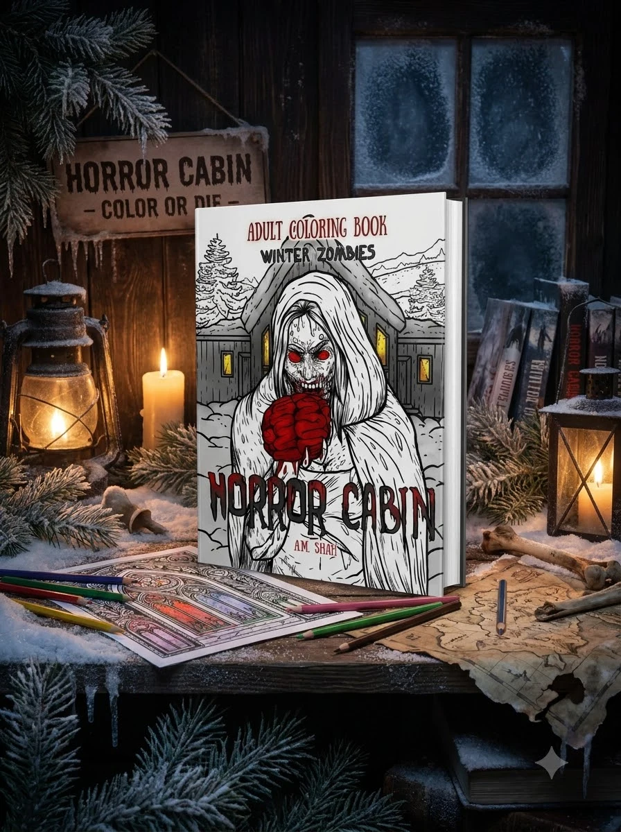 Adult Coloring Book Horror Cabin: Winter Zombies