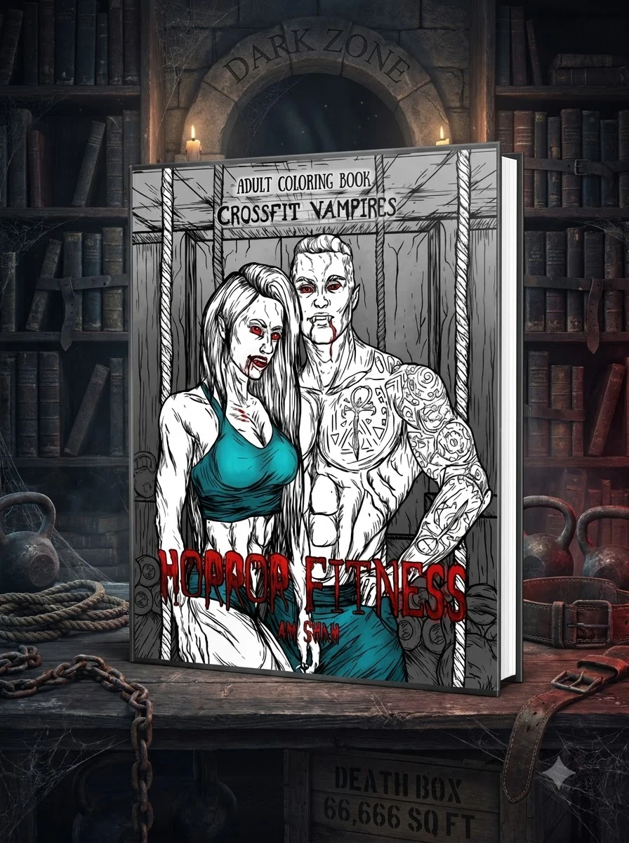 Adult Coloring Book Horror Fitness: Cross Fit Vampires