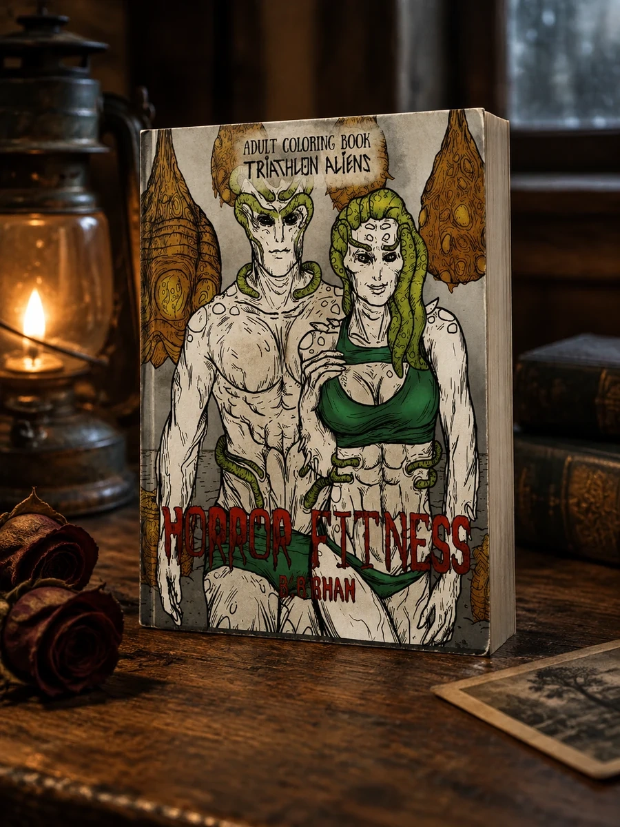 Adult Coloring Book Horror Fitness: Triathlon Aliens