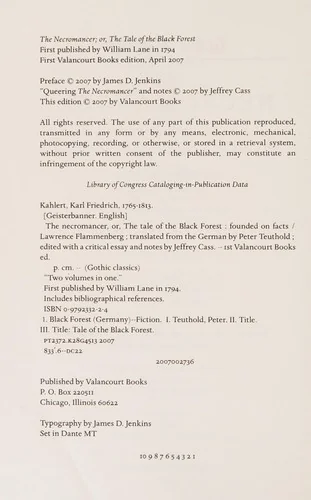 The Necromancer; or, The Tale of the Black Forest (Jane Austen Northanger Abbey Horrid Novels)